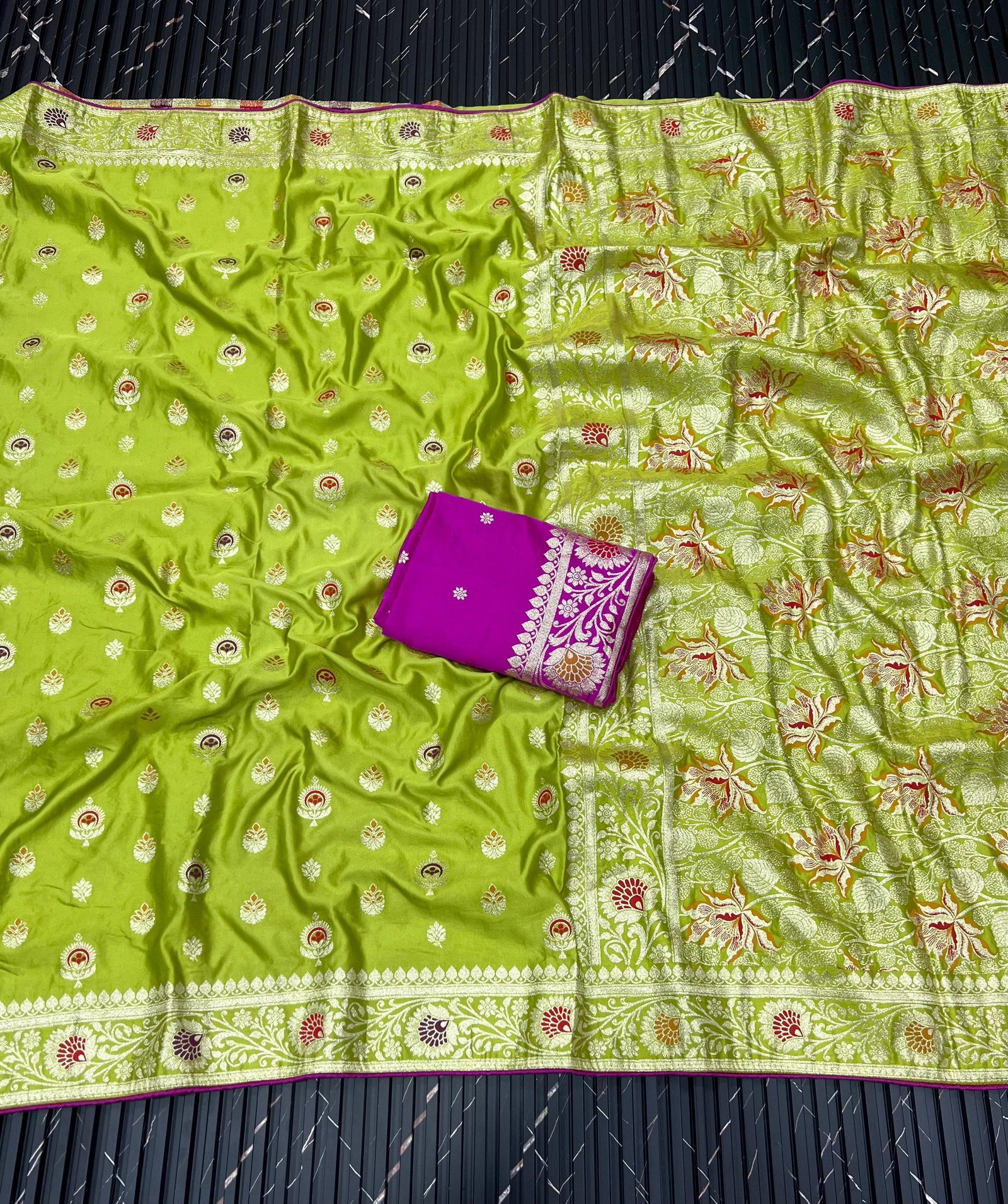 Pure Satin Gaji Silk Jacquard Saree image 5