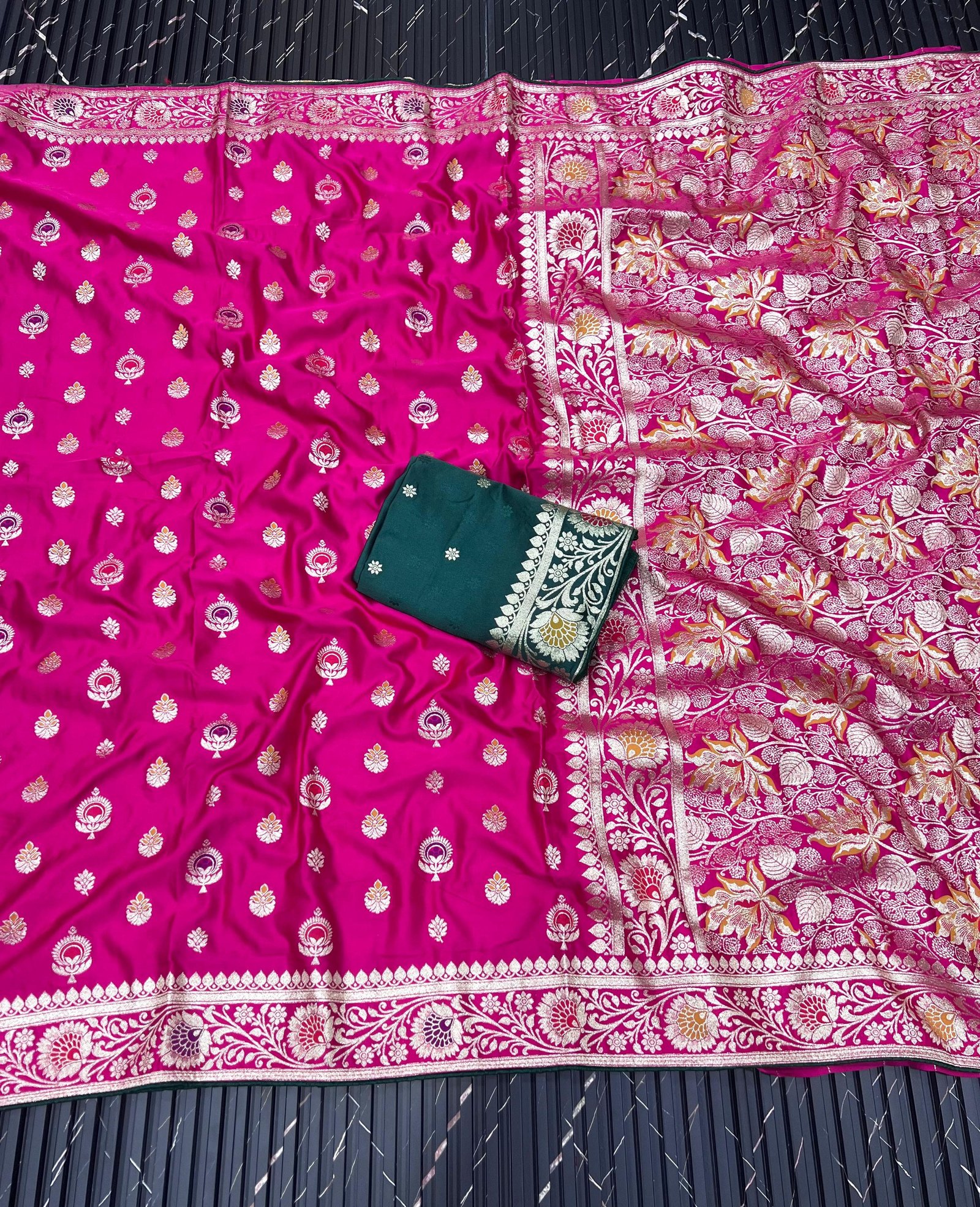 Pure Satin Gaji Silk Jacquard Saree image 8