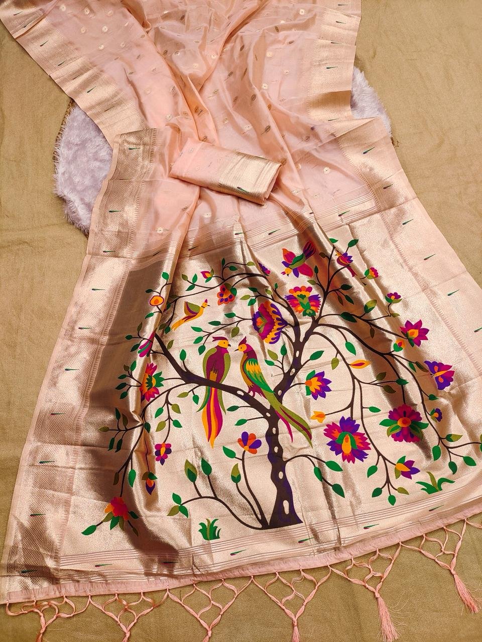 Traditional Organza Paithani image 2