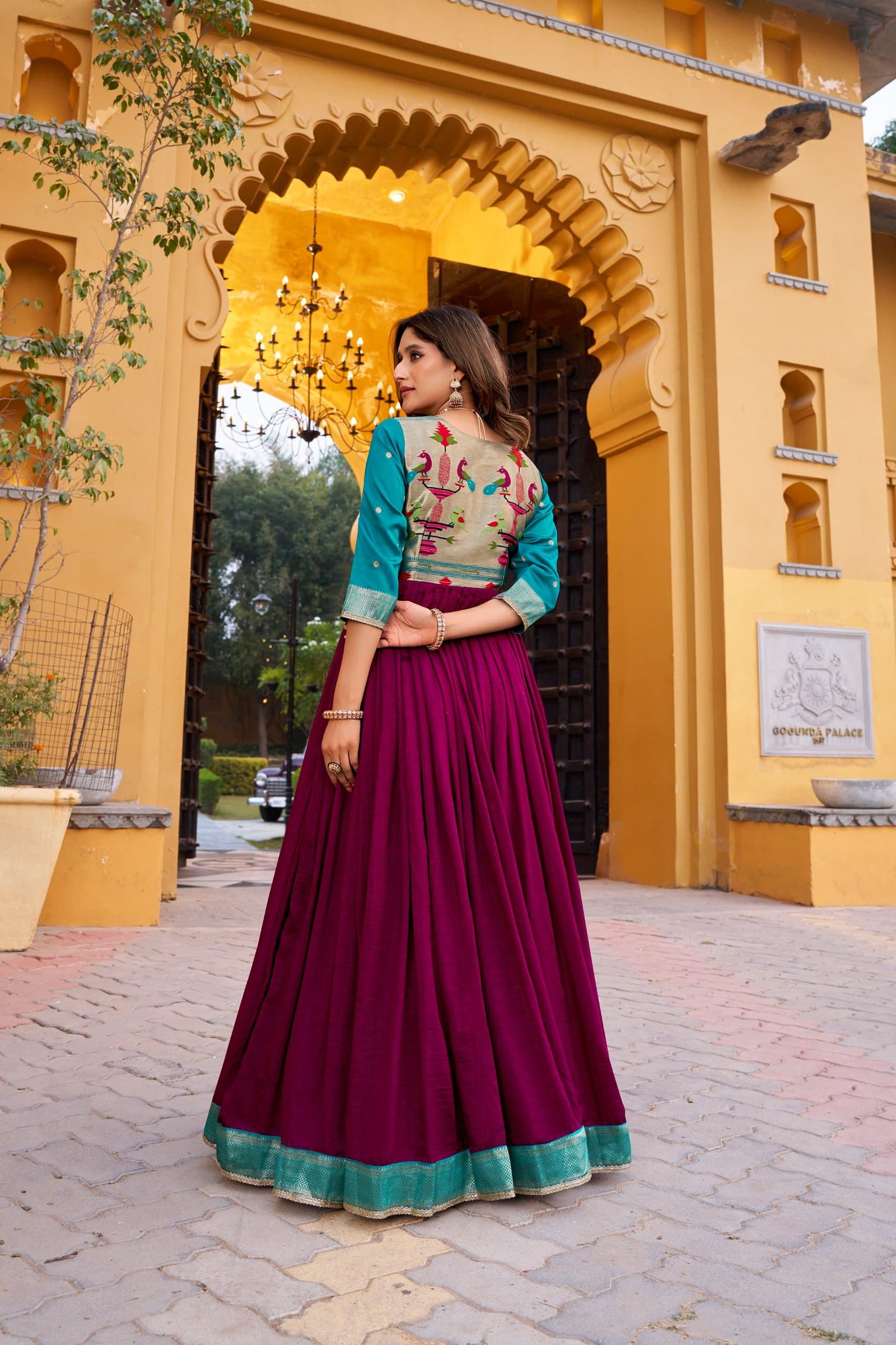 Luxurious Vichitra Silk Gown image 9