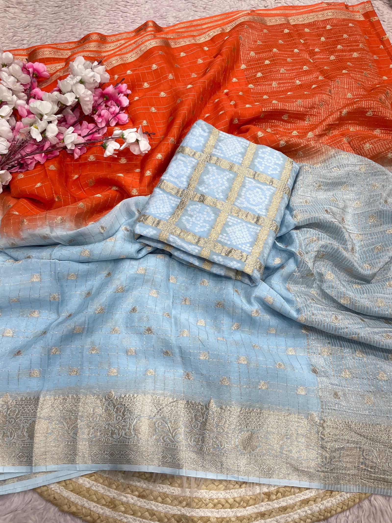 Pure Chinon Chiffon Silk Weaving Saree