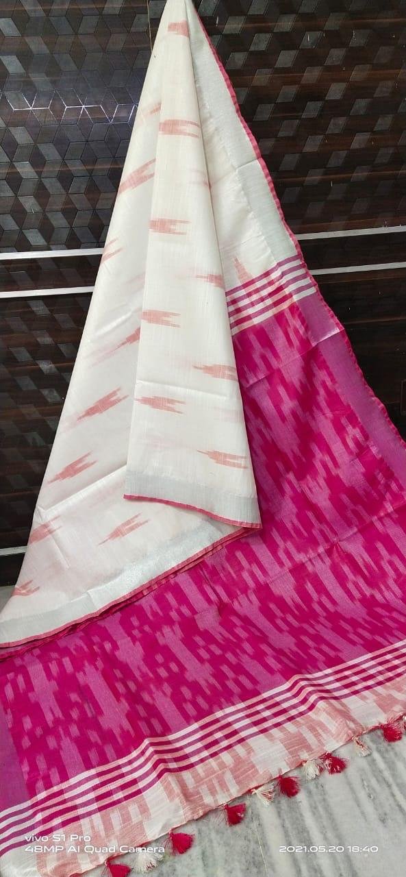 Pure linen Ikkat Sarees image 14