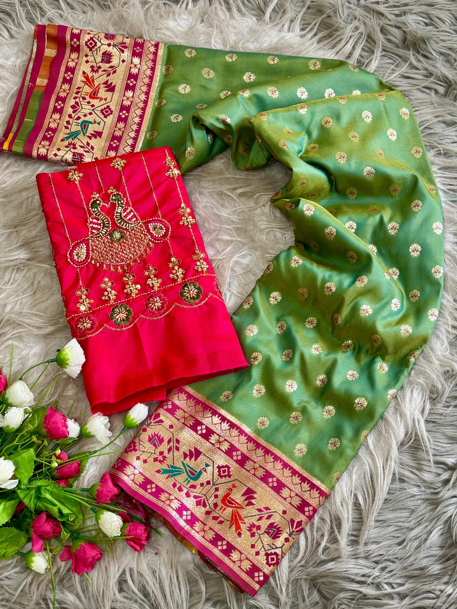 Kalanjali Paithani With Aari Work Blouse image 7