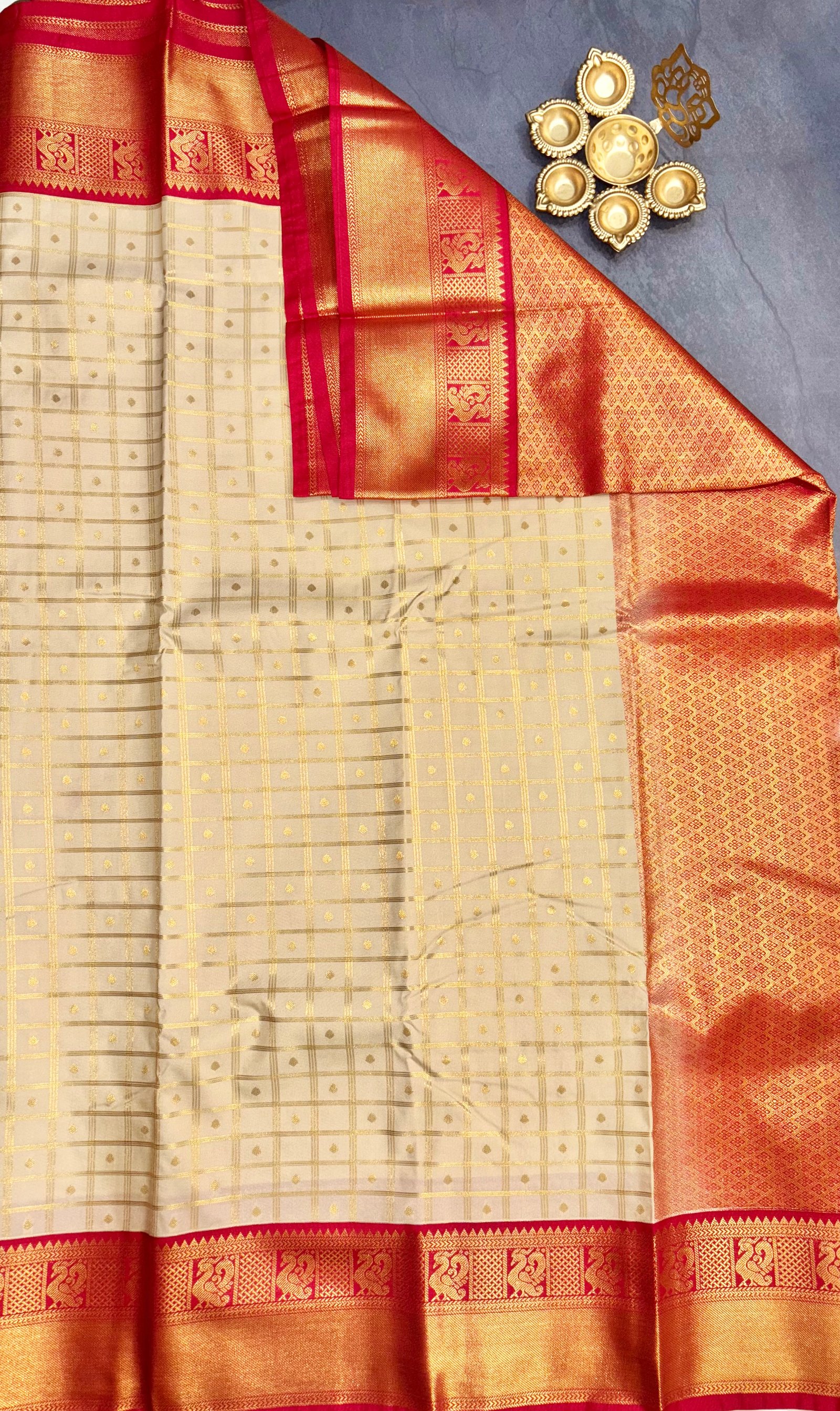 Checks and Tilak Korvai Kanchi Semi Silk Sarees image 8