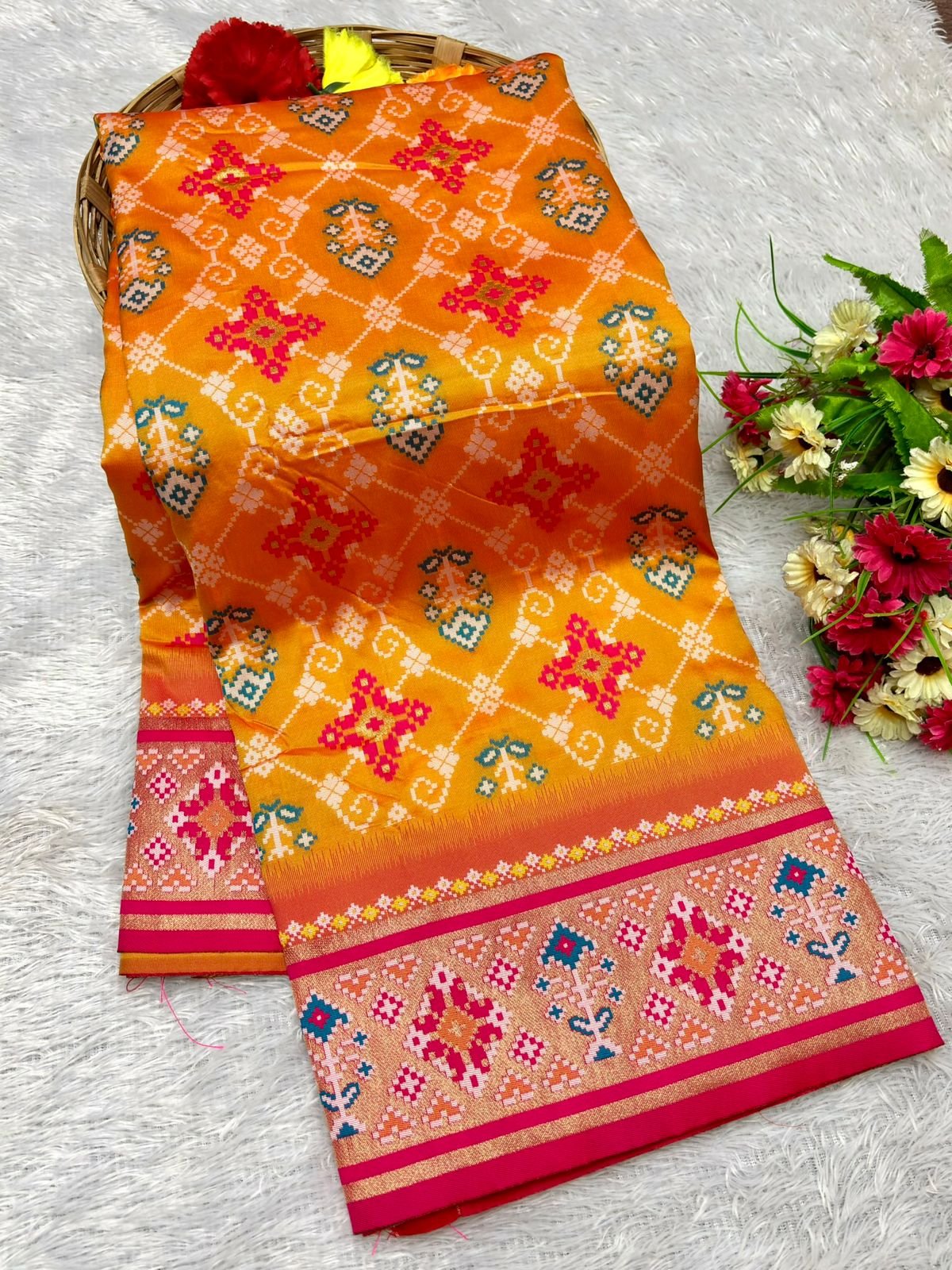 Patola Silk Saree With Paithani Touch image 14