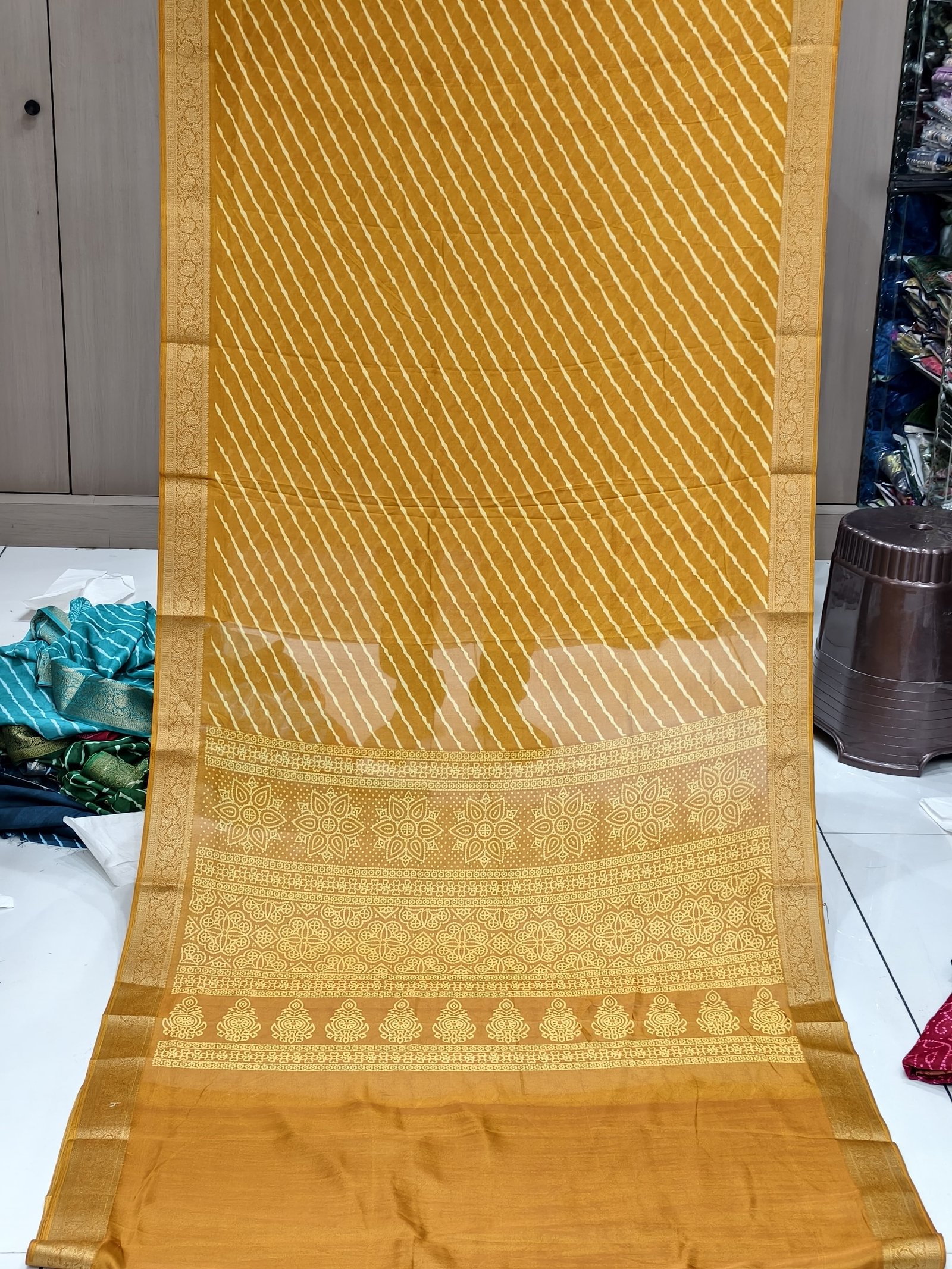 Shikakari moss chiffon lehriya saree image 6
