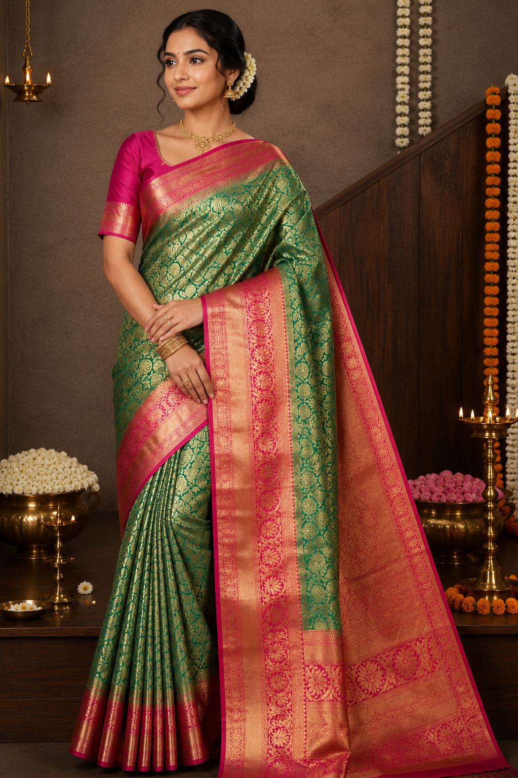Kanchi Semi Silk Saree Full Brocade image 9
