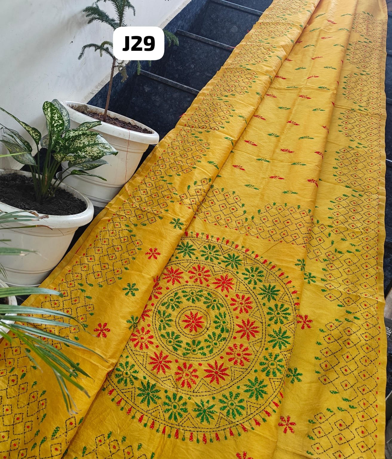 1 Chanderi Fabric Saree with Kantha work image 14