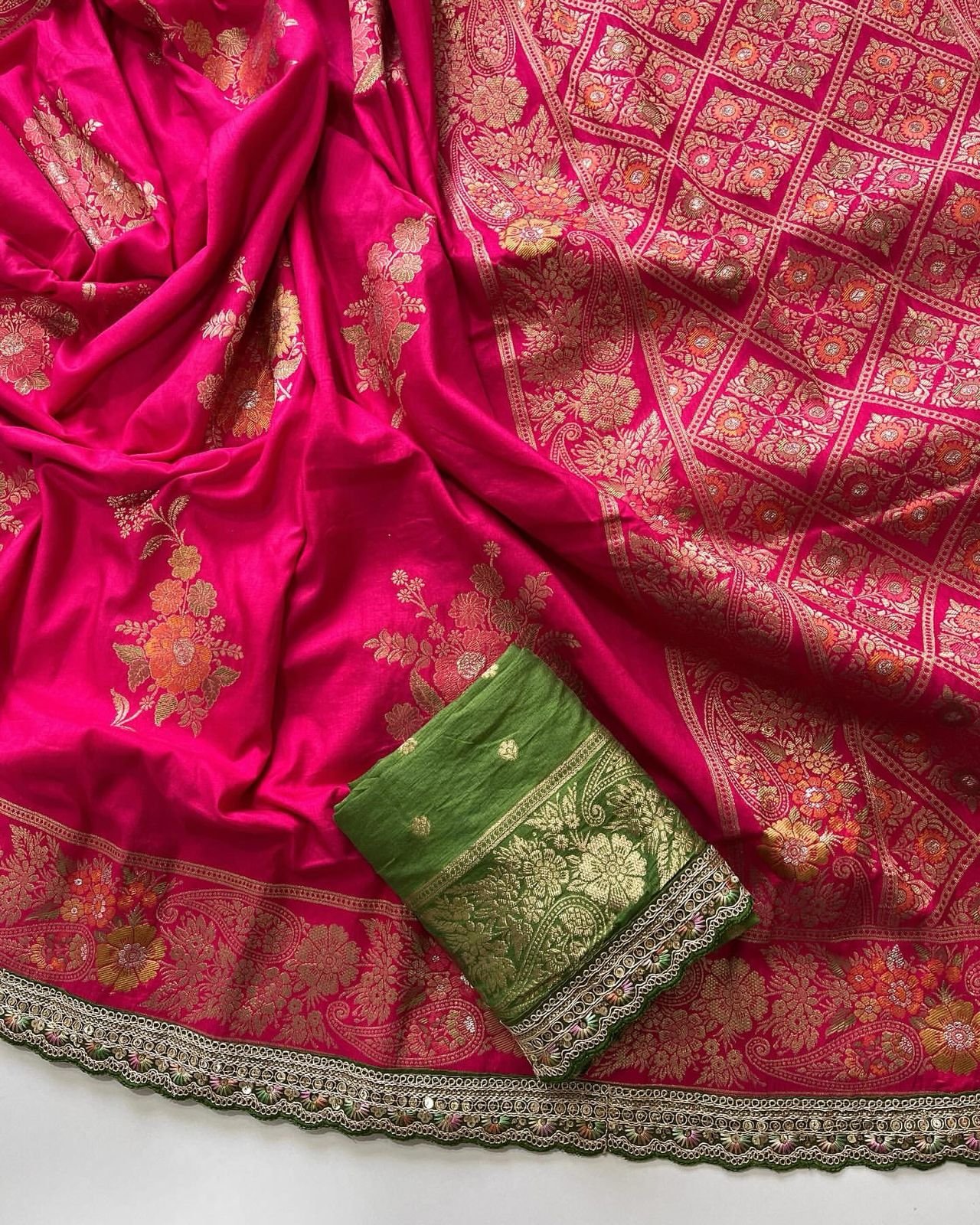 Heavy Dola Silk Saree with Embroidery image 3