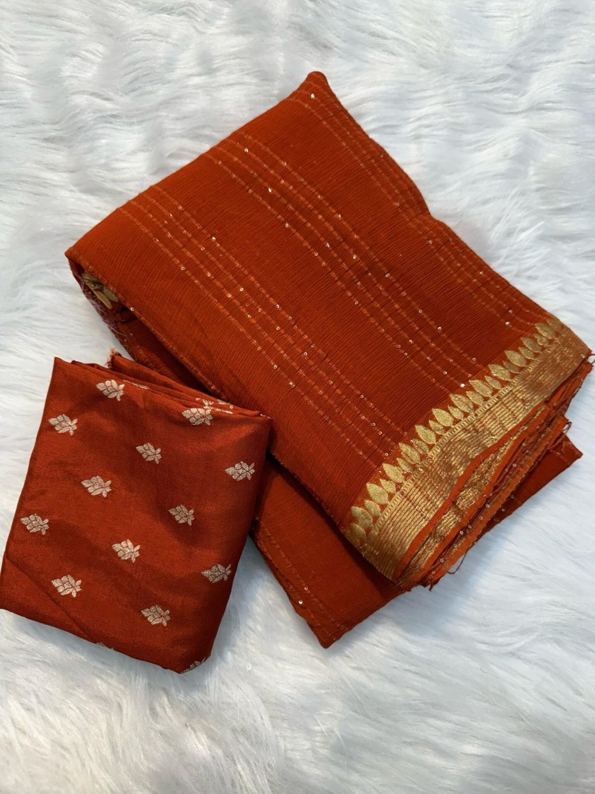 Pure viscose georgette saree with sequence image 5