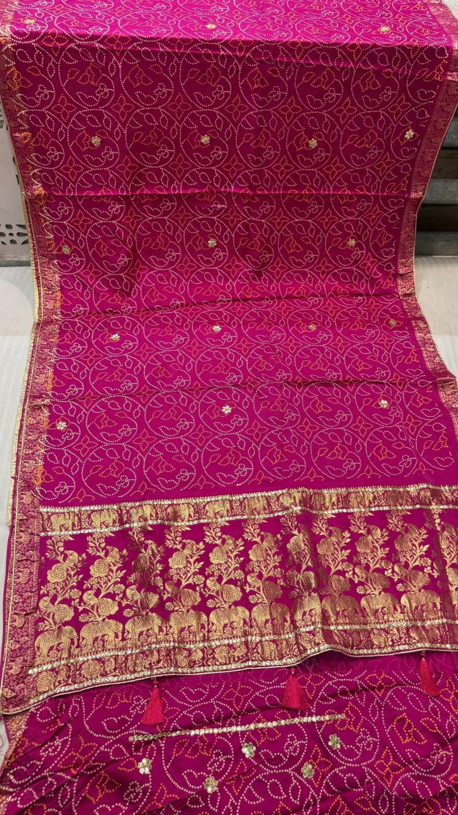 Pure Handloom Gajji Silk Bandej Saree image 6
