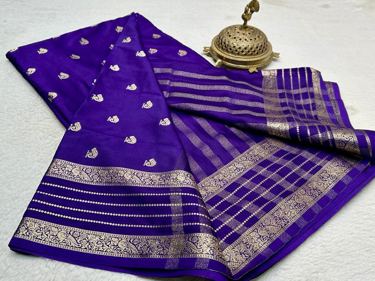 3 Semi Mysore Crape Silk Sarees image 12