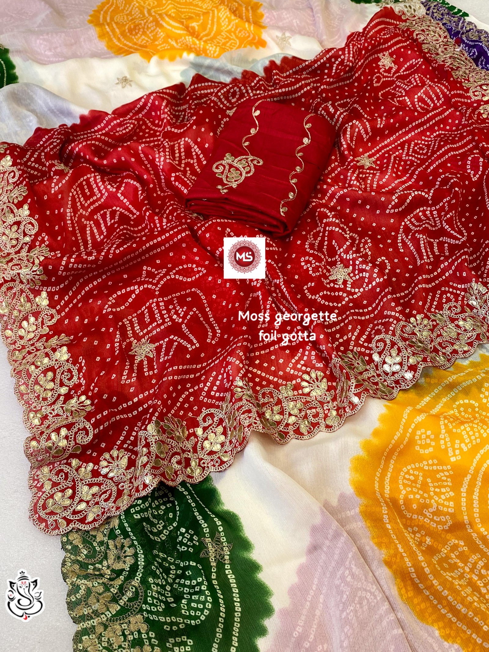 Chinon Moss Georgette Bandhani Print image 4