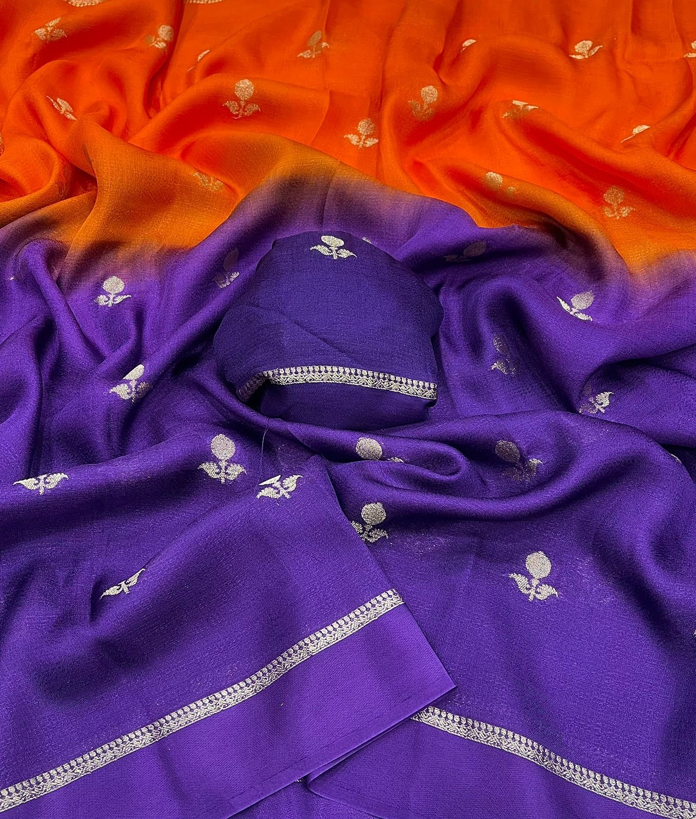 Pure soft Viscose Khadi silk fabric with satin border image 11