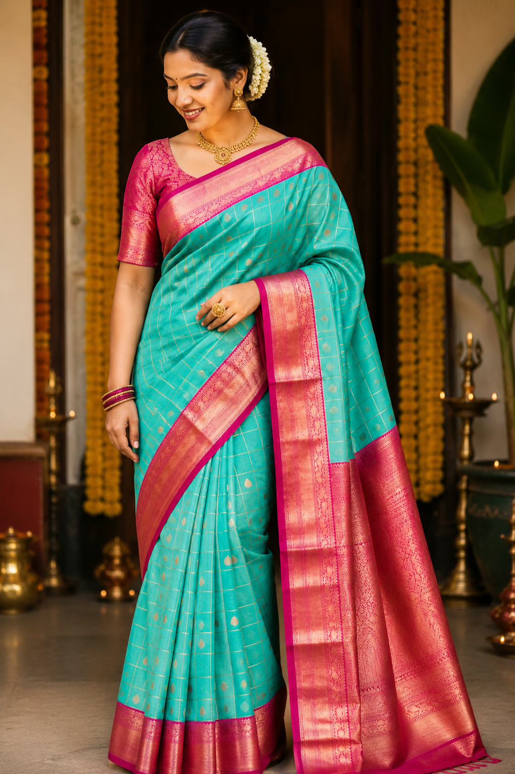 5 Korvai Semi Kanchi Silk Sarees image 3