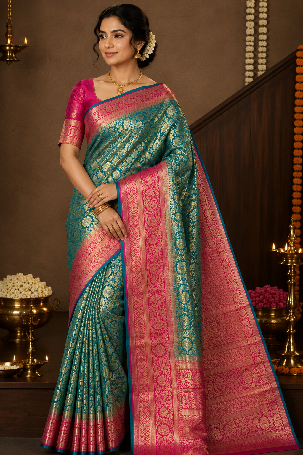 Kanchi Semi Silk Saree Full Brocade image 17