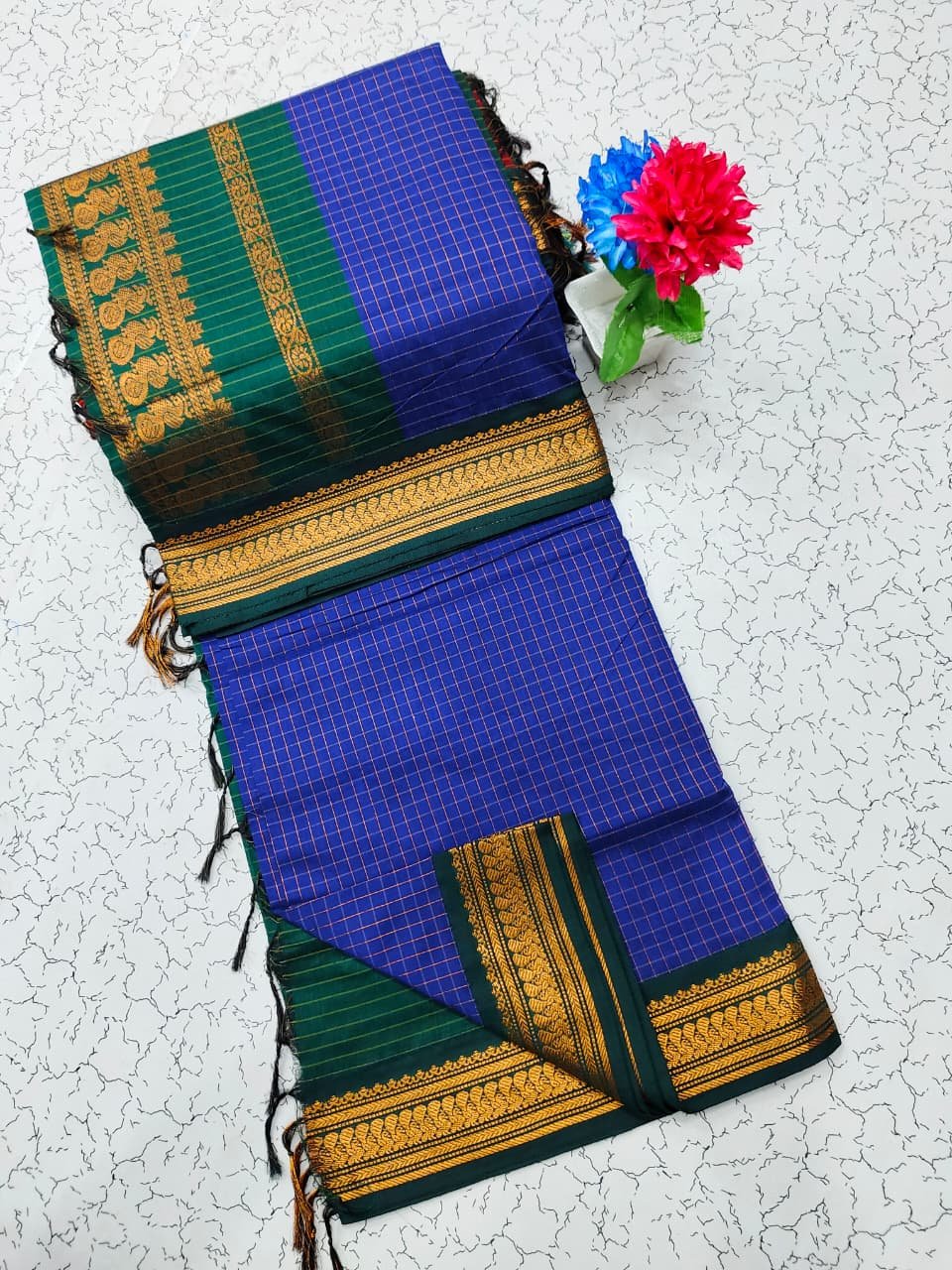 Kalyani Cotton Checks Saree image 3