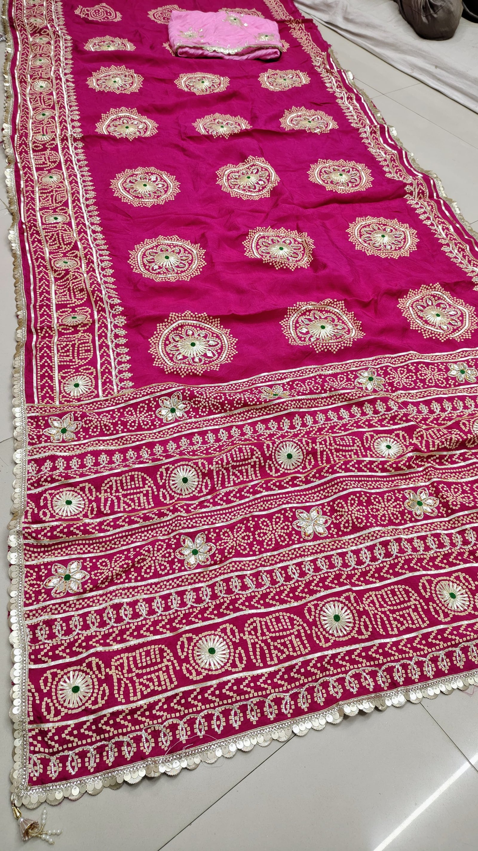 Rajwadi Bandhani Saree Pallu with Gota Patti image 7