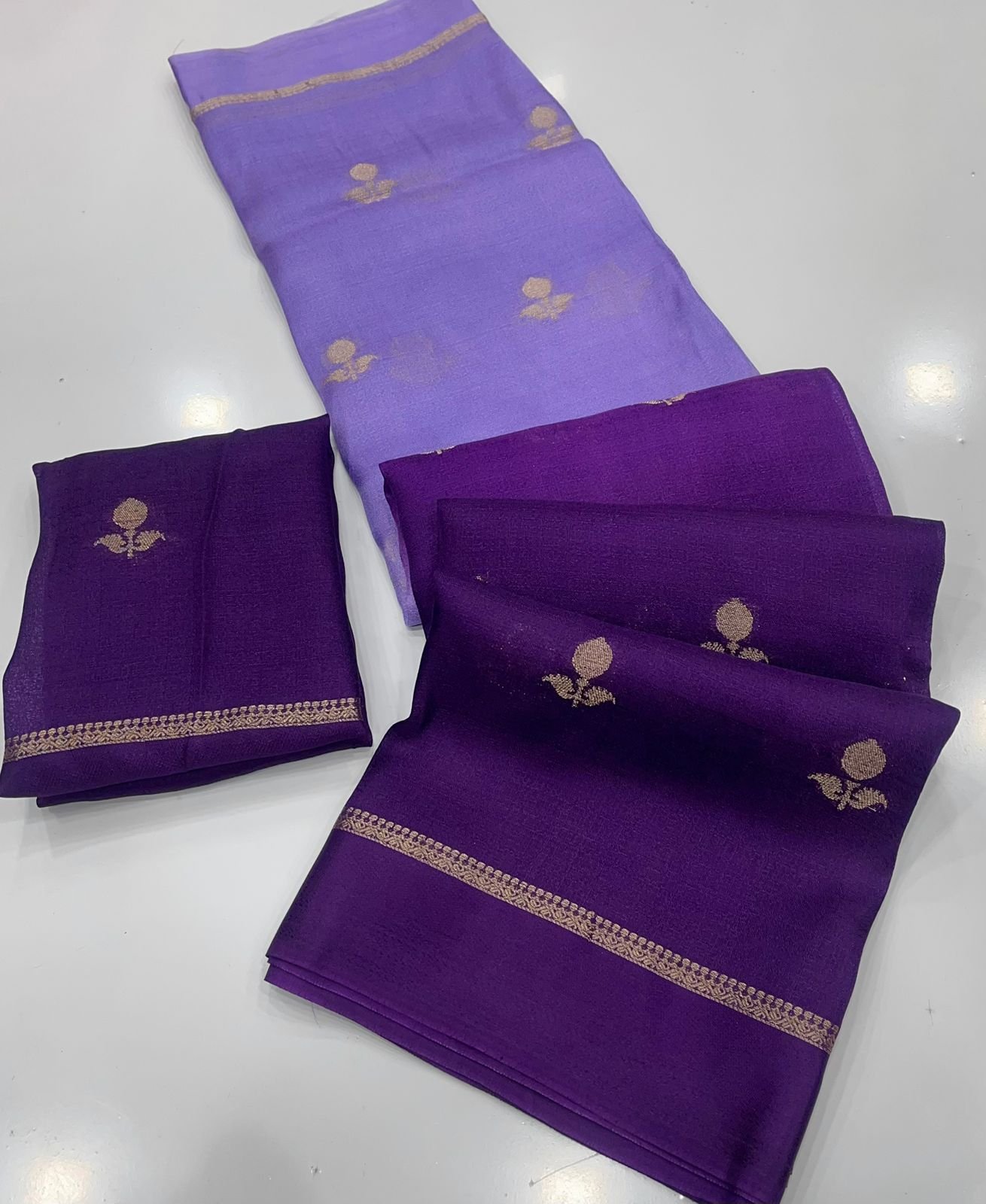 Pure soft Viscose Khadi silk fabric with satin border image 18