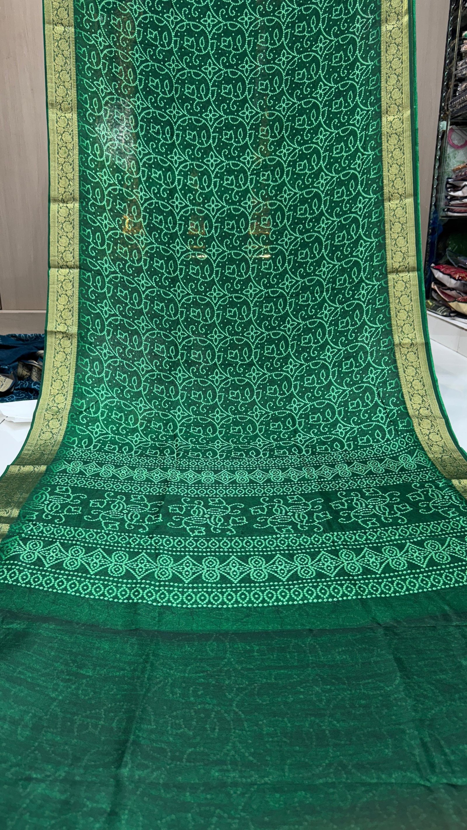 Shikakari Moss Chiffon Bandhani Saree image 4