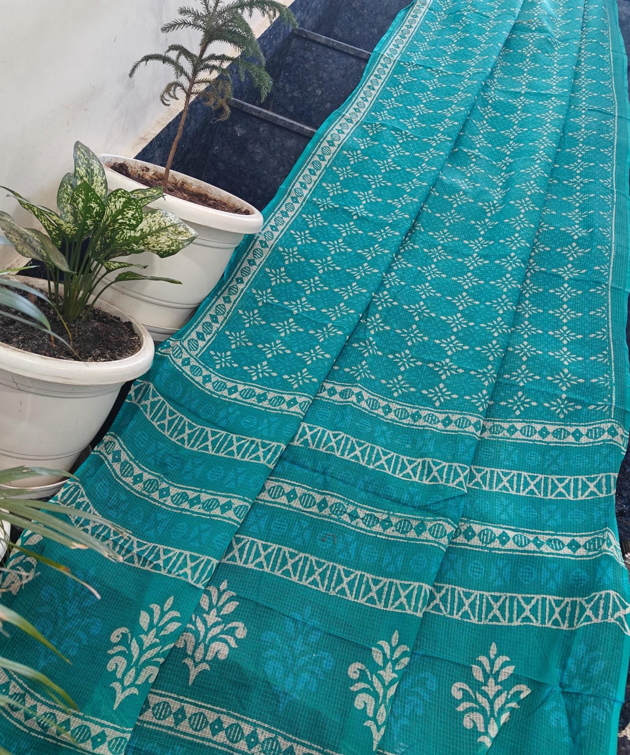 14 Pure Kota Doria Saree Indigo Print image 19