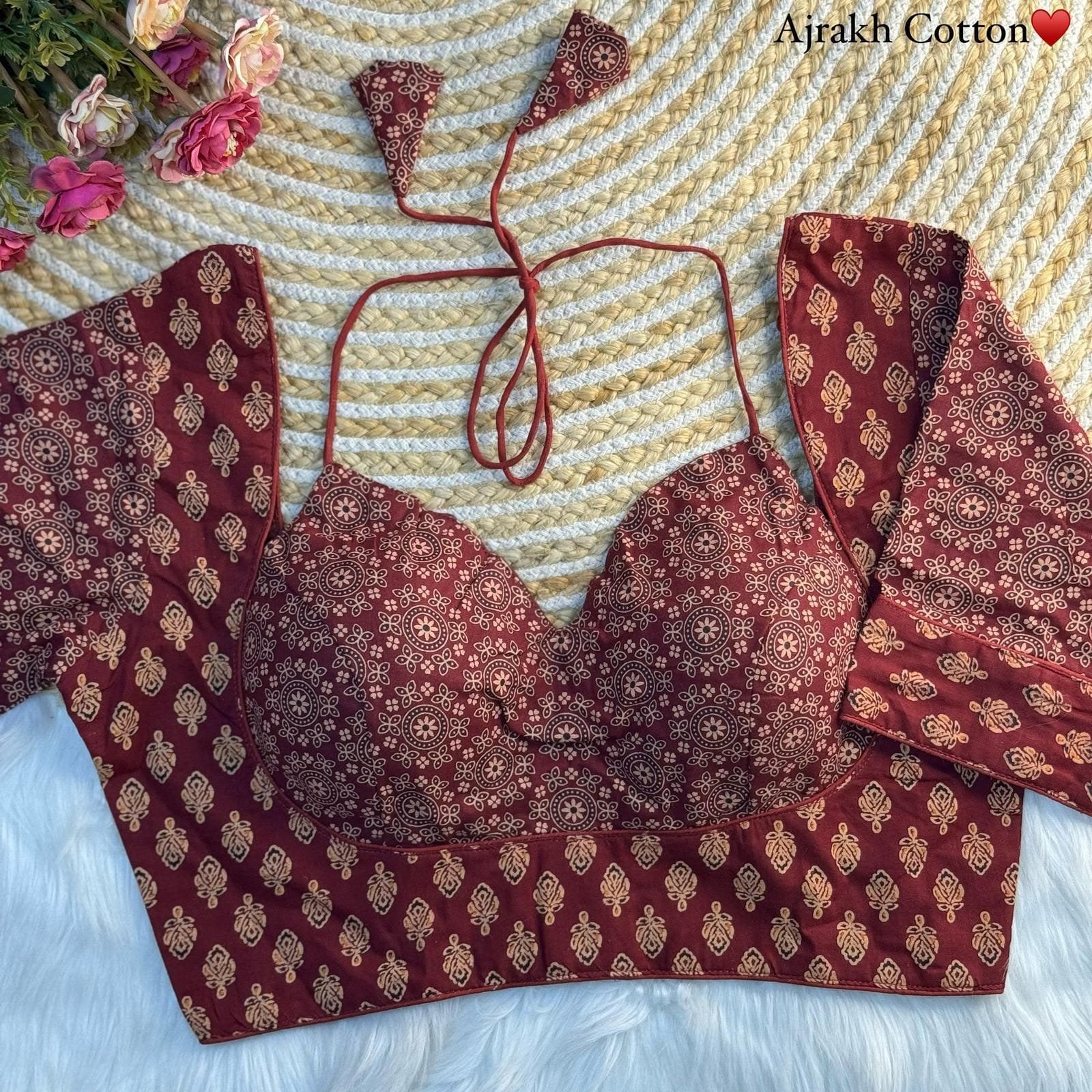AJRAKH COTTON HALTER NECK BLOUSE image 5