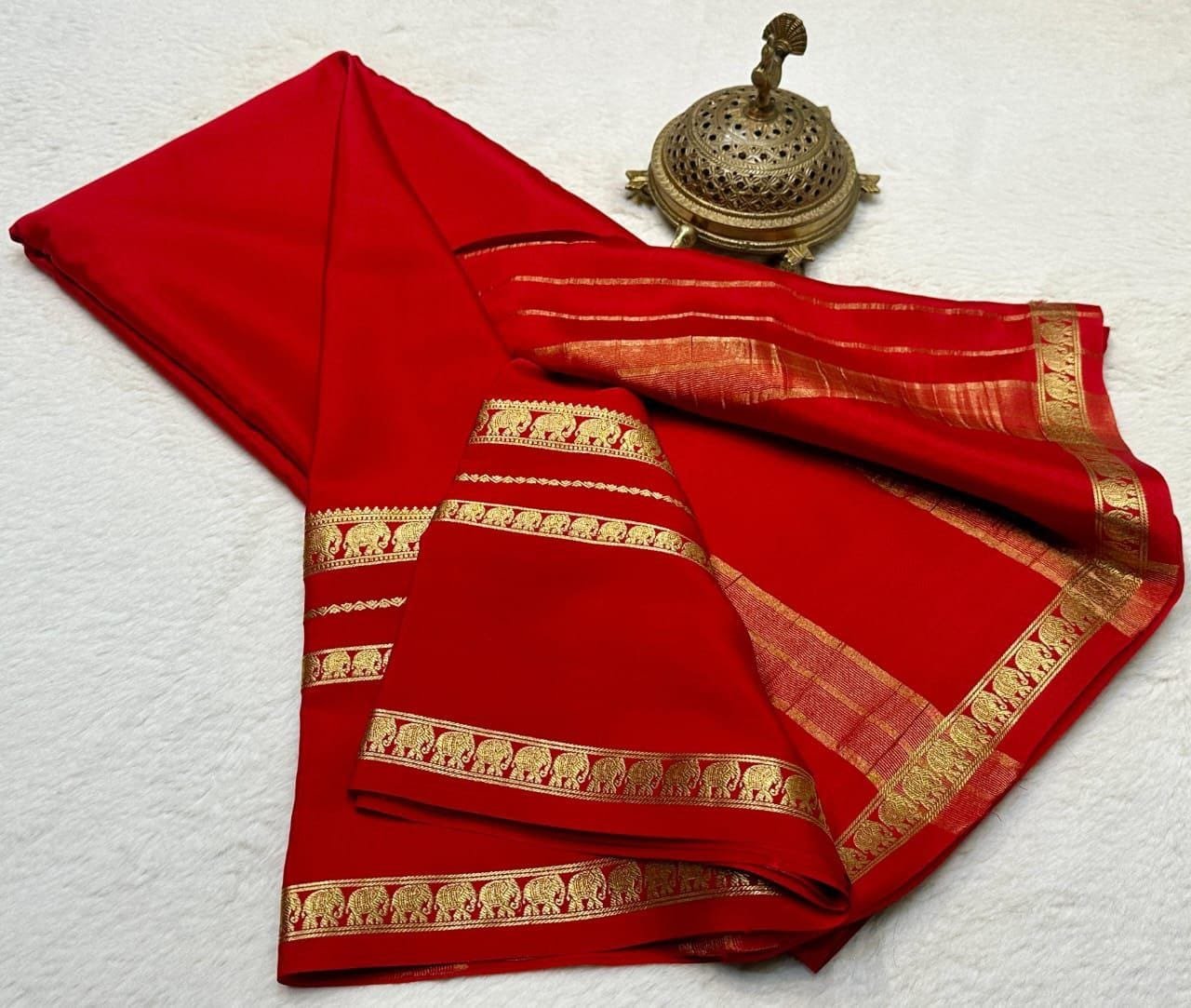 Semi Crepe Mysore Silk Sarees image 7