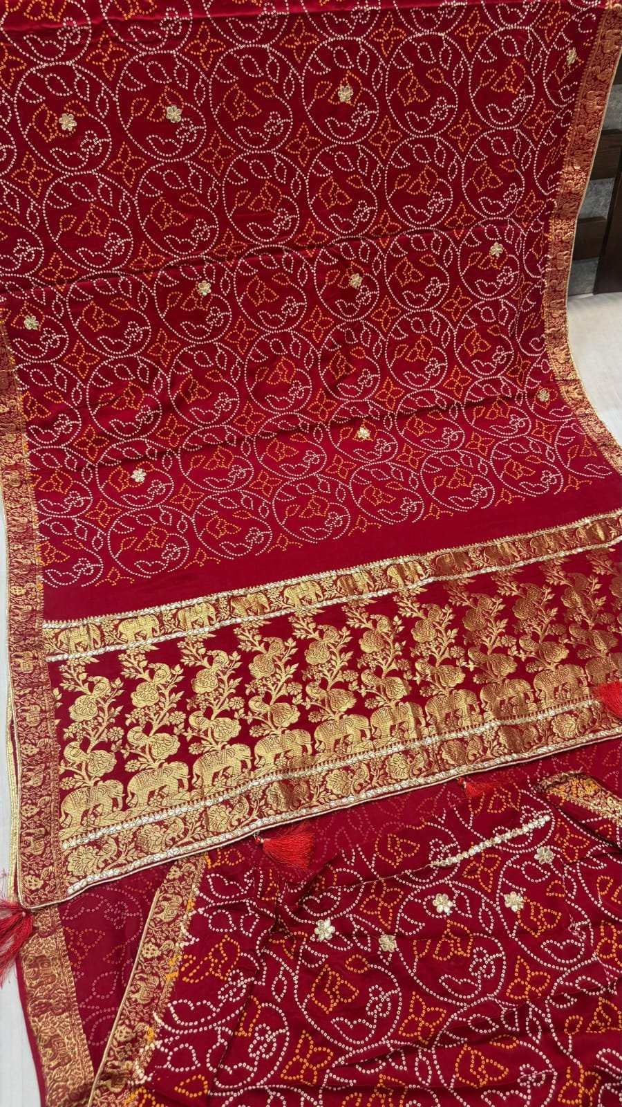 Pure Handloom Gajji Silk Bandej Saree image 2