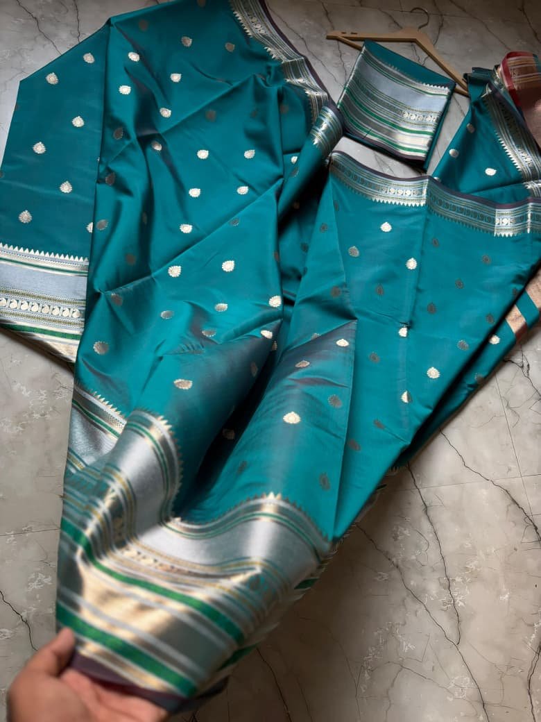 Banarasi Semi Kataan Silk Sarees image 7