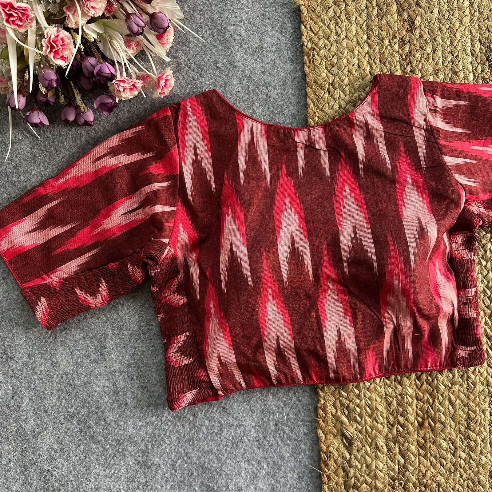 Ikkat Cotton Elastic Blouse image 9