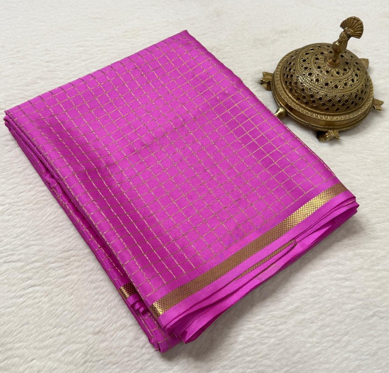 Pure Mysore Checks Sarees image 6