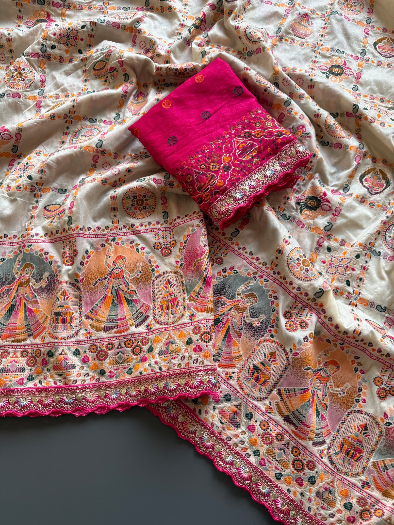 5 Pure Soft Rajwadi Pashmina Silk Jaquard Weaving Saree image 12