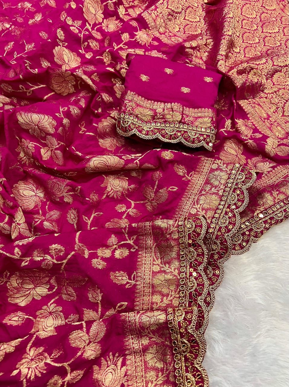 Pure Khaddi Georgette Designer Saree image 12