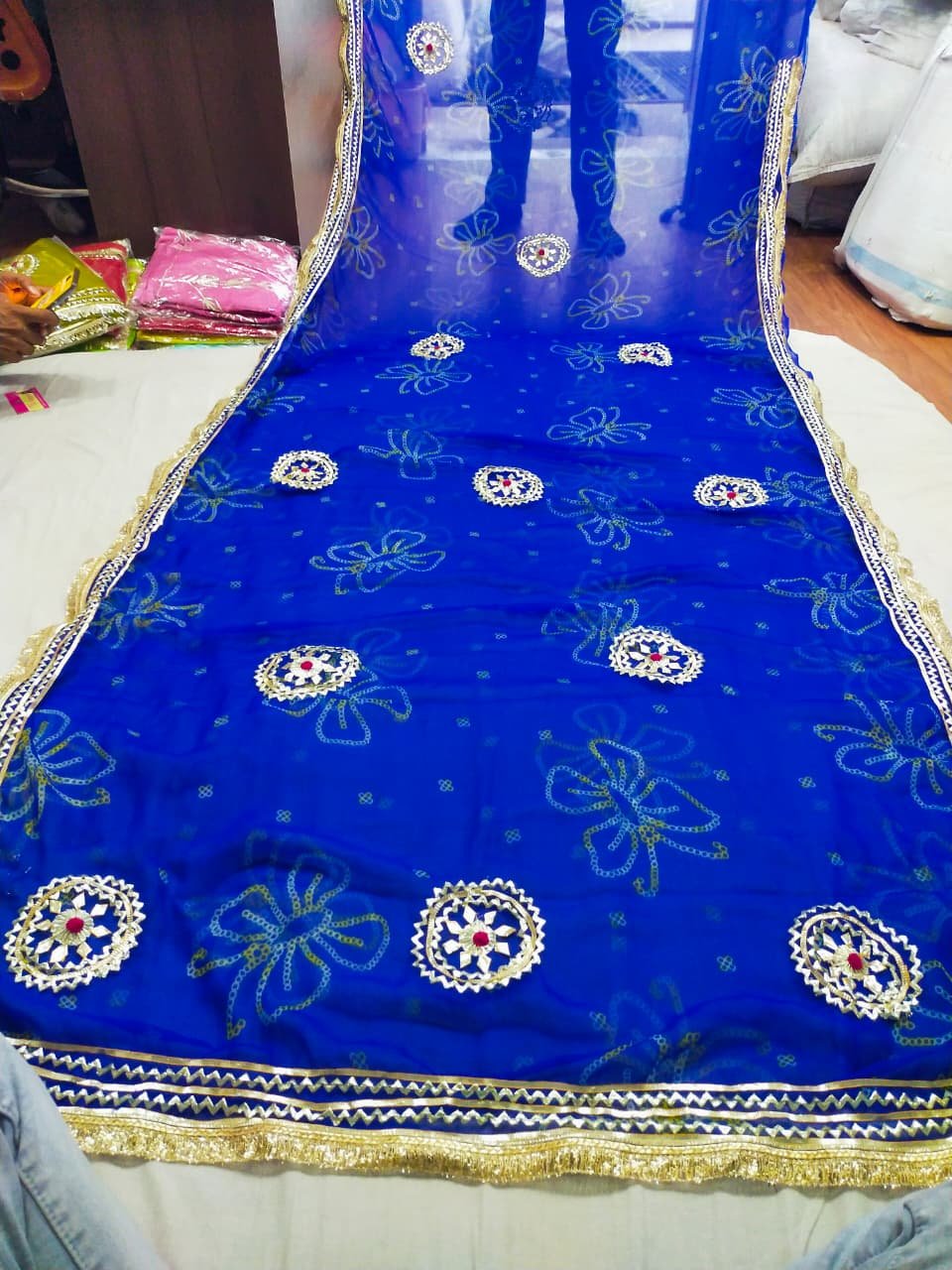 Georgett Fabric Gota Patti saree image 3