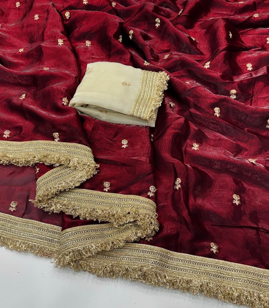Space Sattin Sequence Emrodairy Full Worked Saree image 2