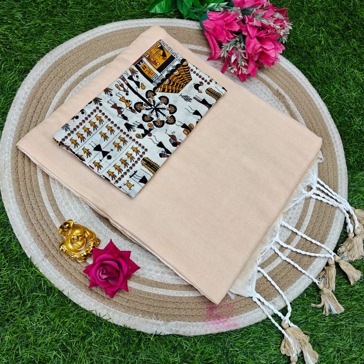 Khadi Cotton Saree 120 Count Premium Quality With Kalamkari Blouse image 15