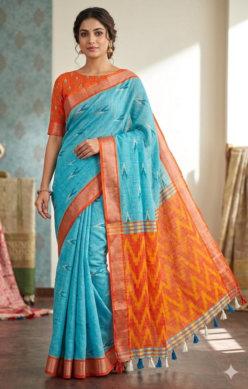Pure Linen Cotton Sarees image 21