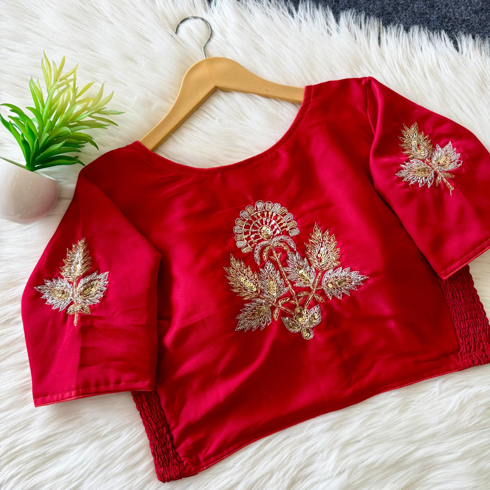 Zardosi and Cutdana Embroidery Readymade  Blouse with Elastic image 4