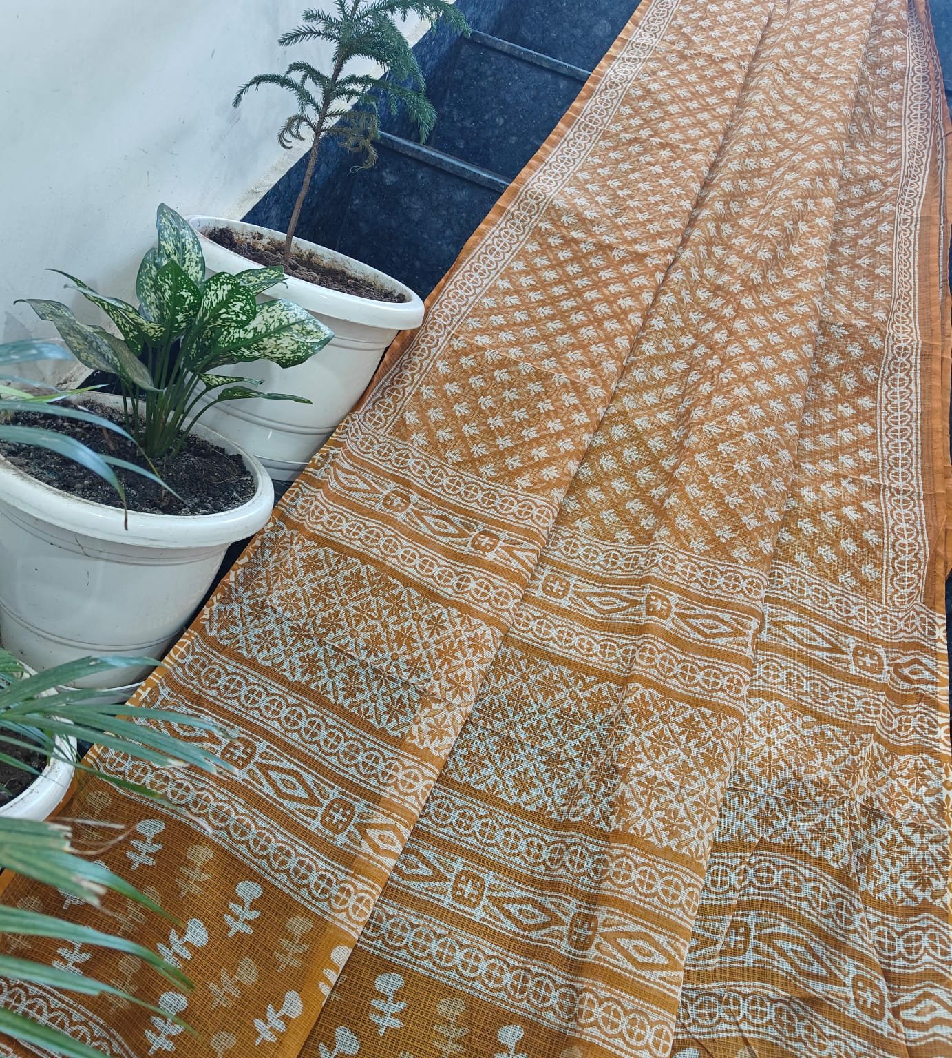 14 Pure Kota Doria Saree Indigo Print image 9