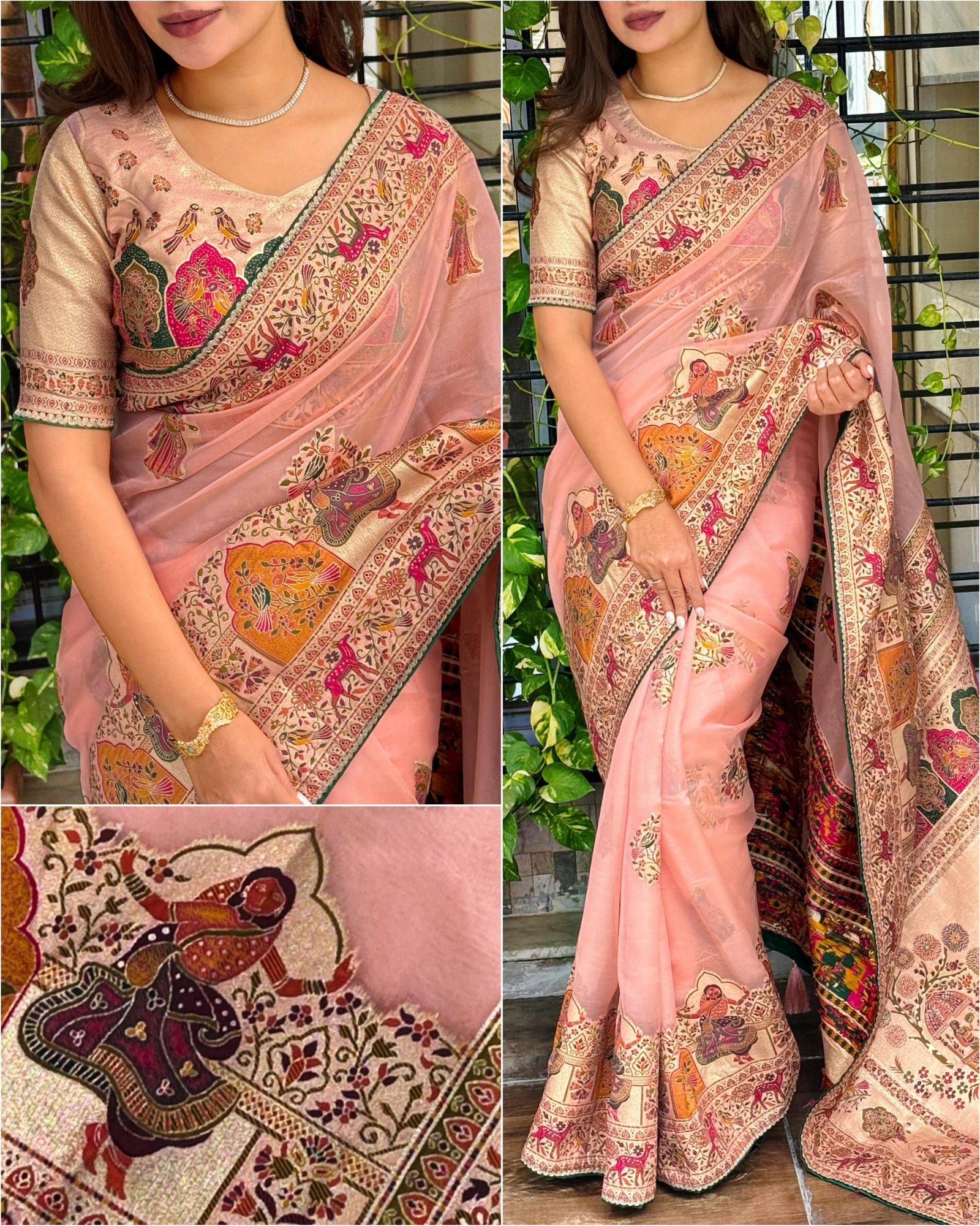 Pure organza jaquard saree image 13