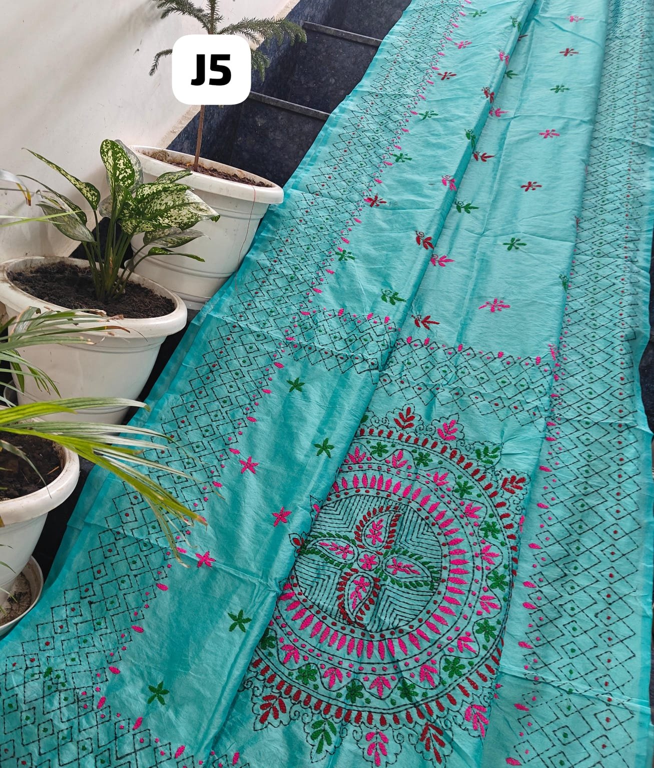 1 Chanderi Fabric Saree with Kantha work image 6