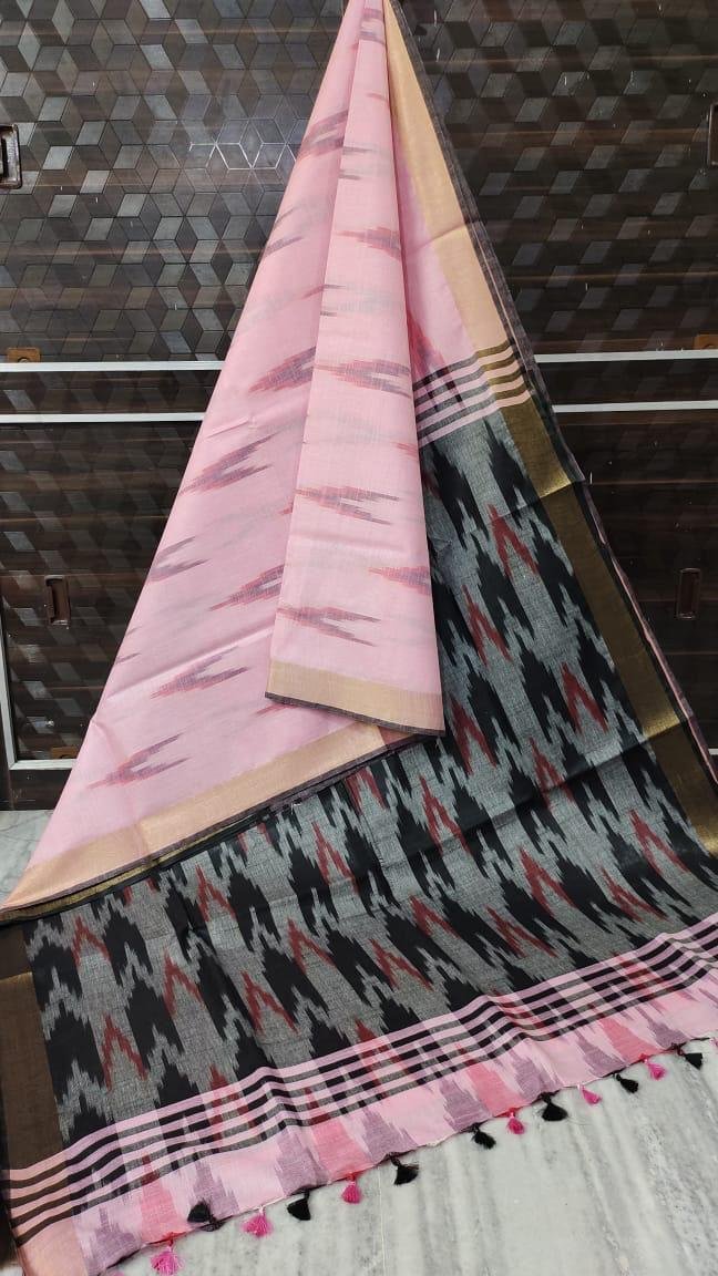 Pure linen Ikkat Sarees image 4