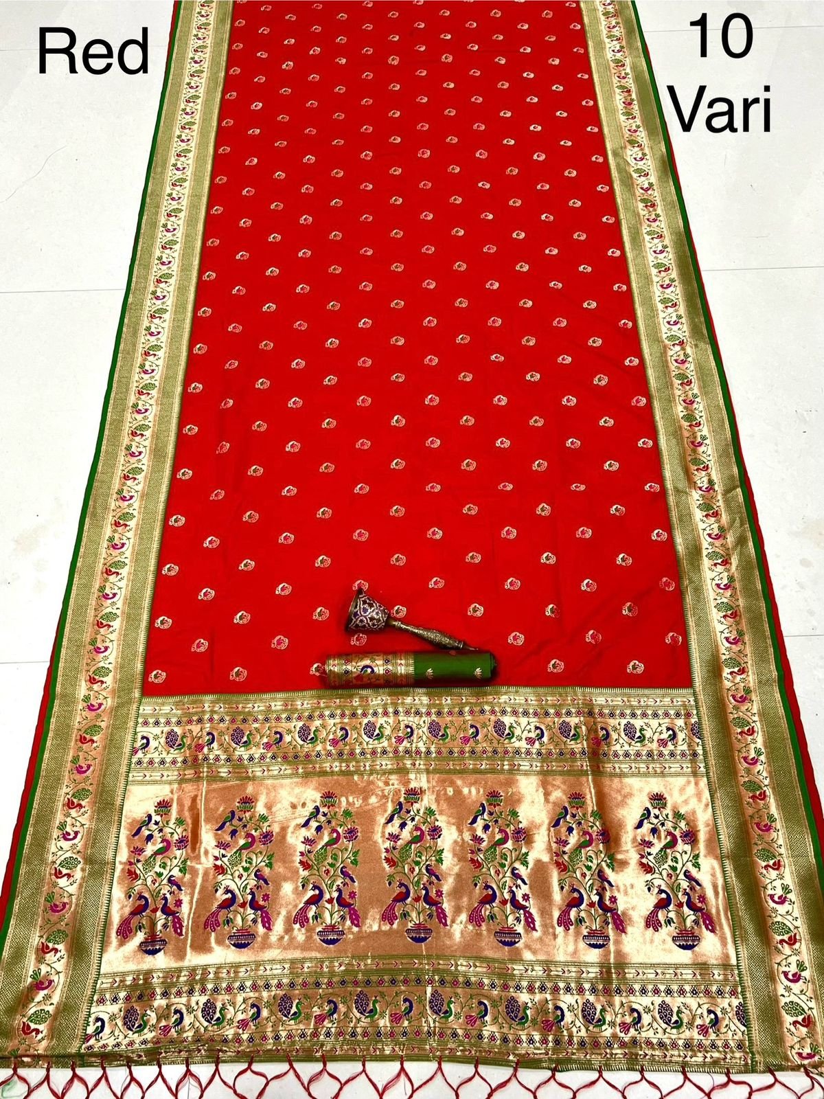 10 yards Peacock Design Paithani image 14