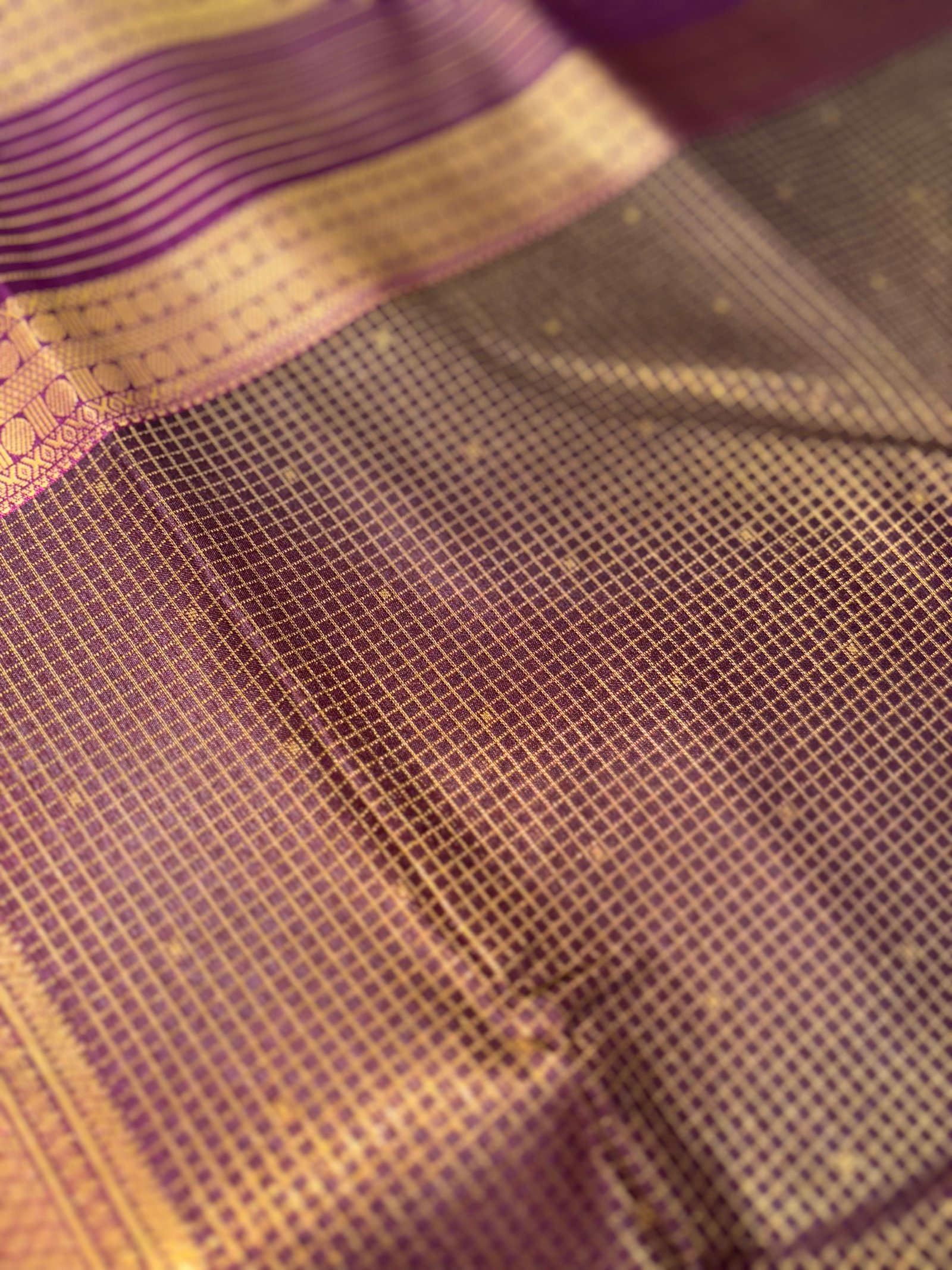 Micro Checks Korvai Kanchi Semi Silk Sarees image 8