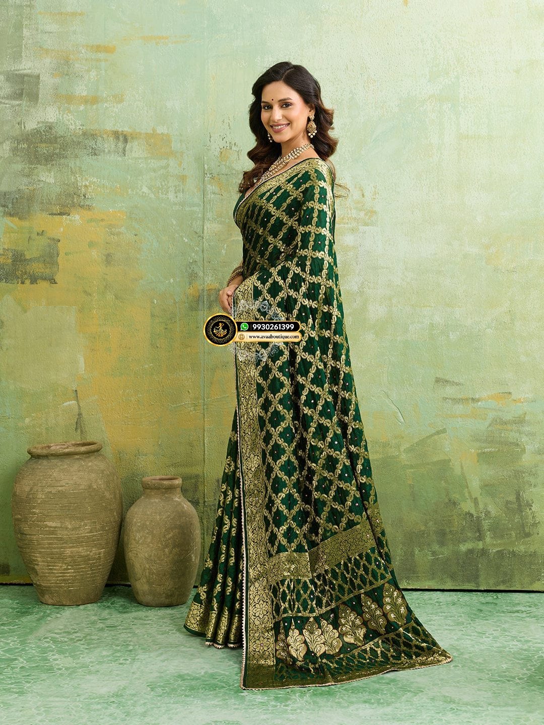 Banarasi Silk With Heavy Zari Work Saree with Handwork (single color) image 8