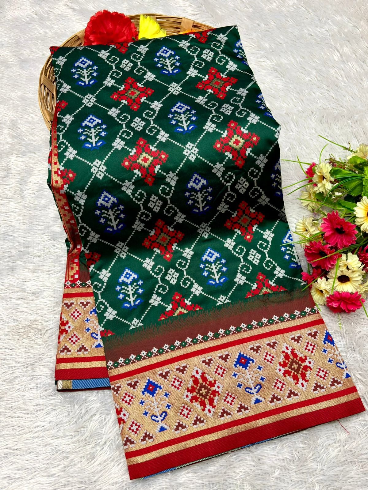 Patola Silk Saree With Paithani Touch image 17