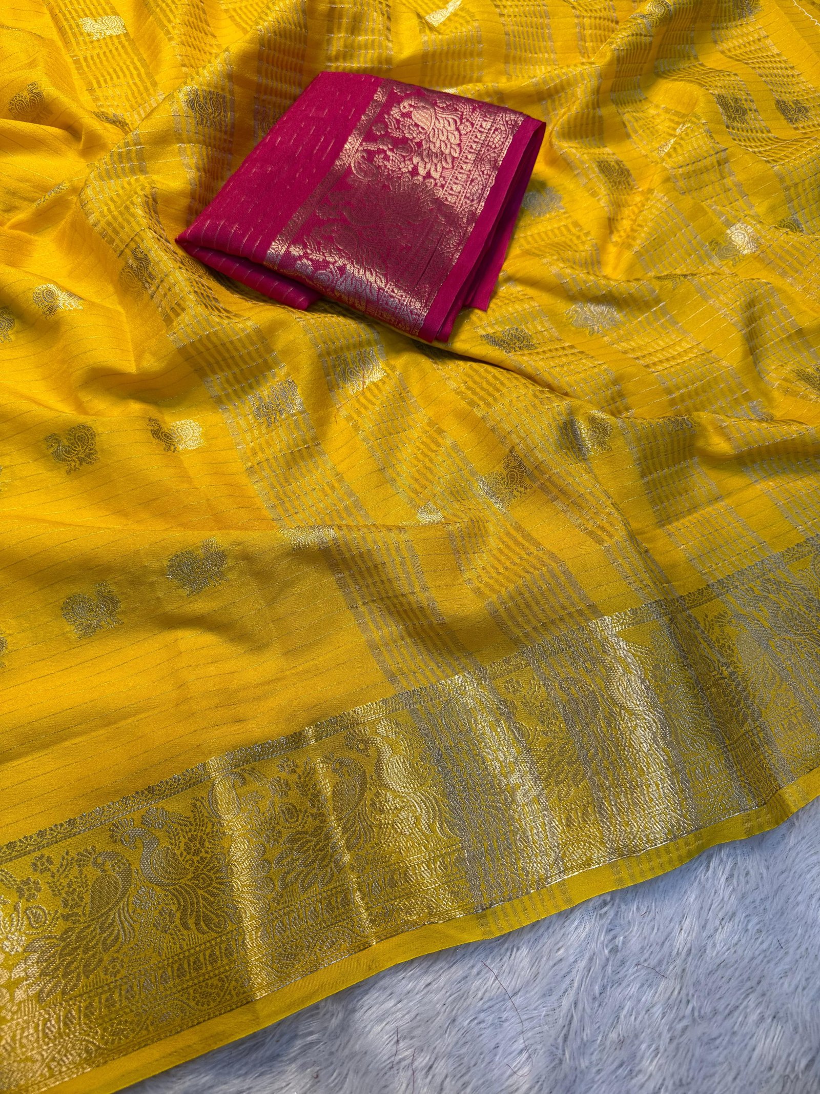 Pure viscose dola silk sarees image 11