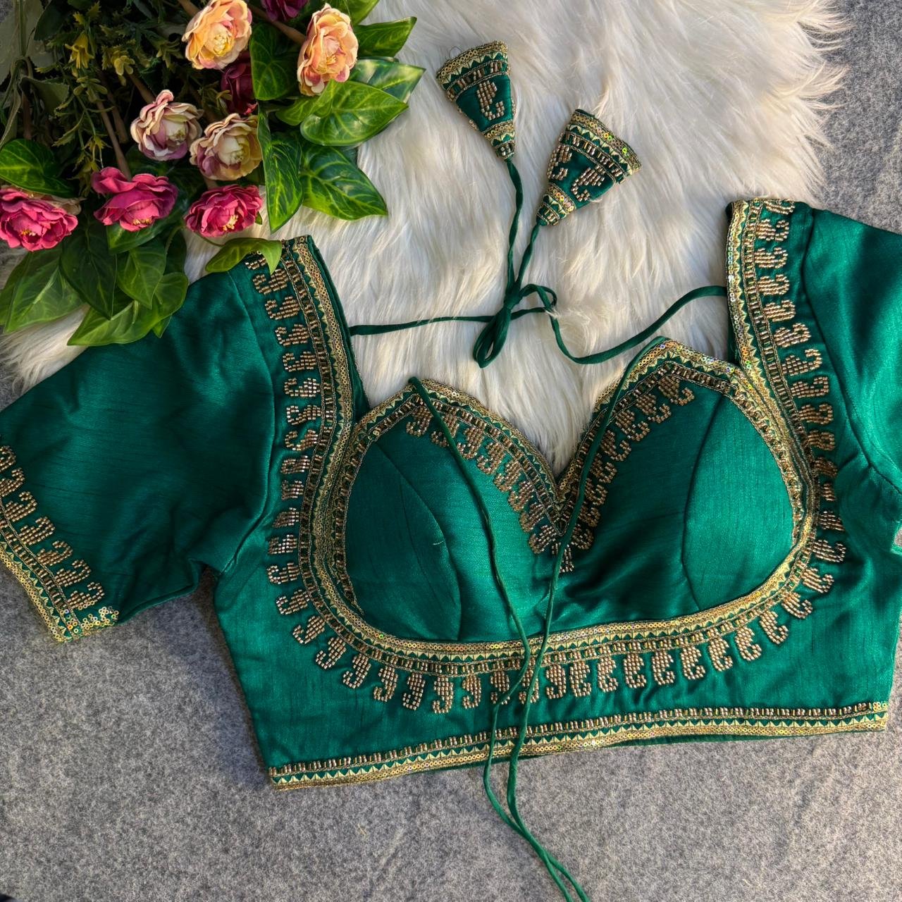 Heavy Jari  Sequence & Beads+ Thread Work image 9