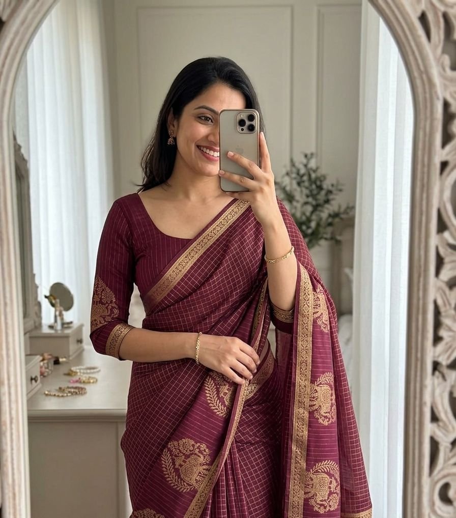 Viscose Chinon Weaving Pattern Saree image 10
