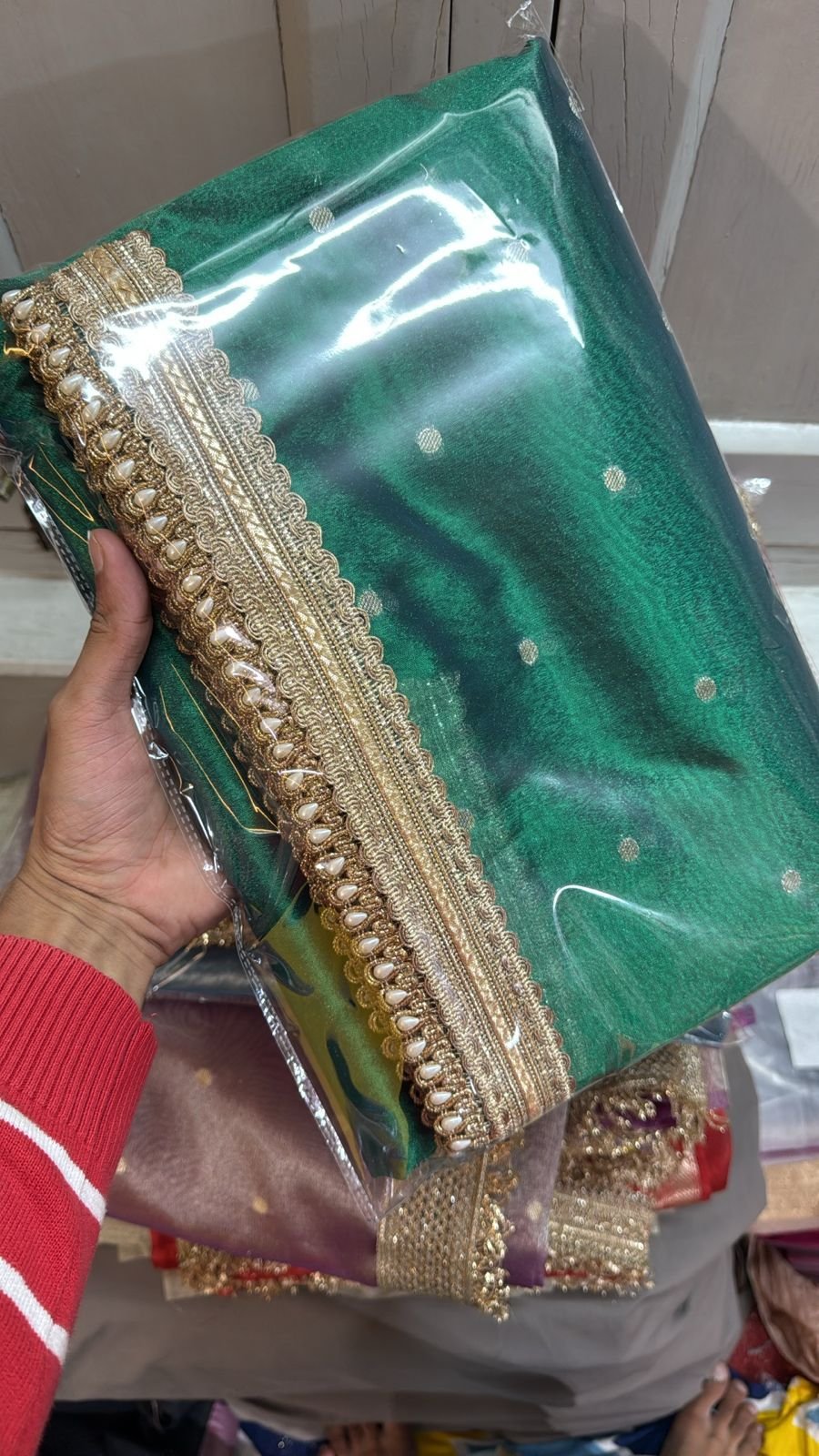 Banarasi Peacock Tone Tissue Silk image 5